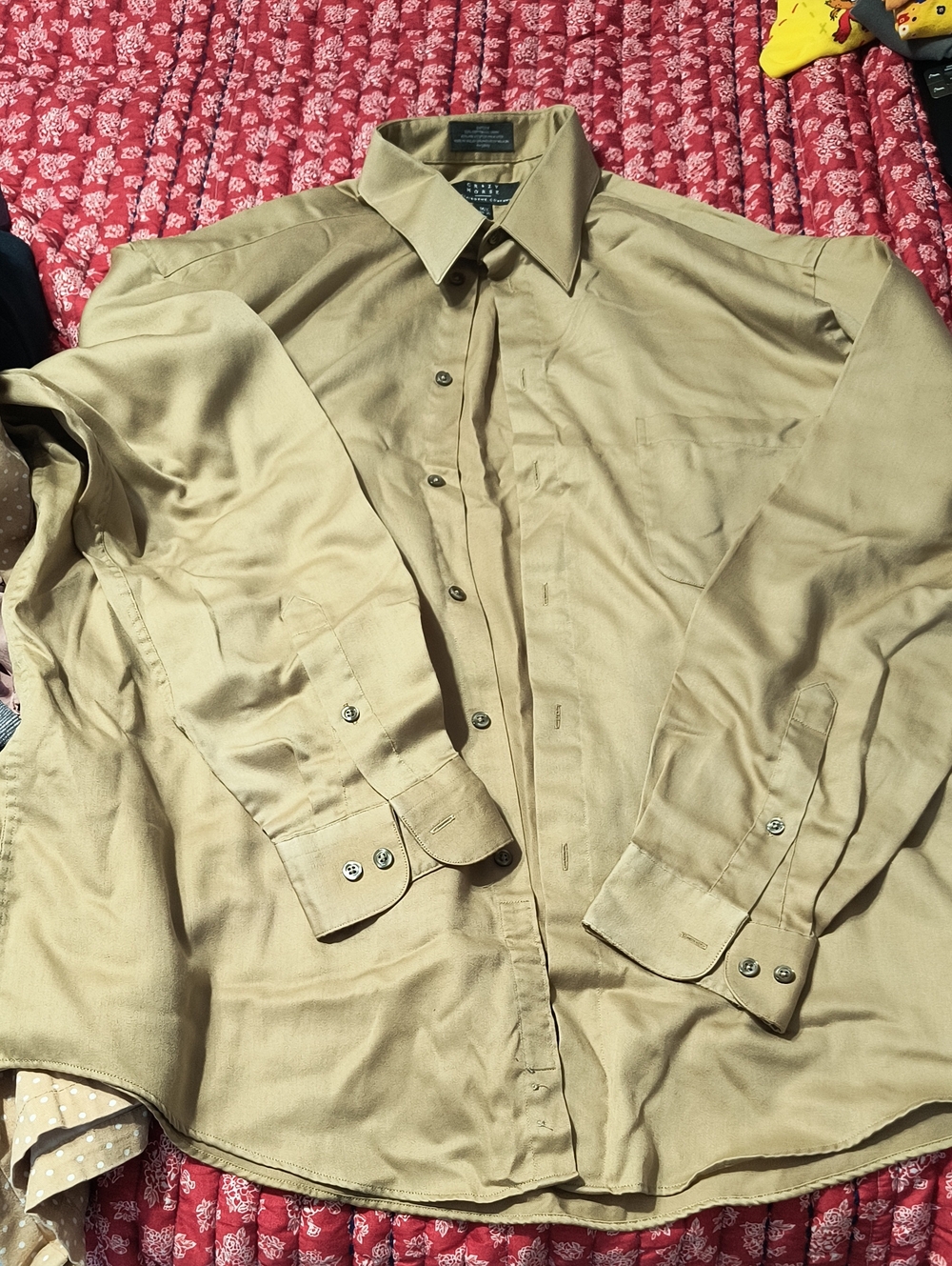 Liz Claiborne Crazy Horse Men's Lightweight Shirt in Khaki 16 1/2, 34-35